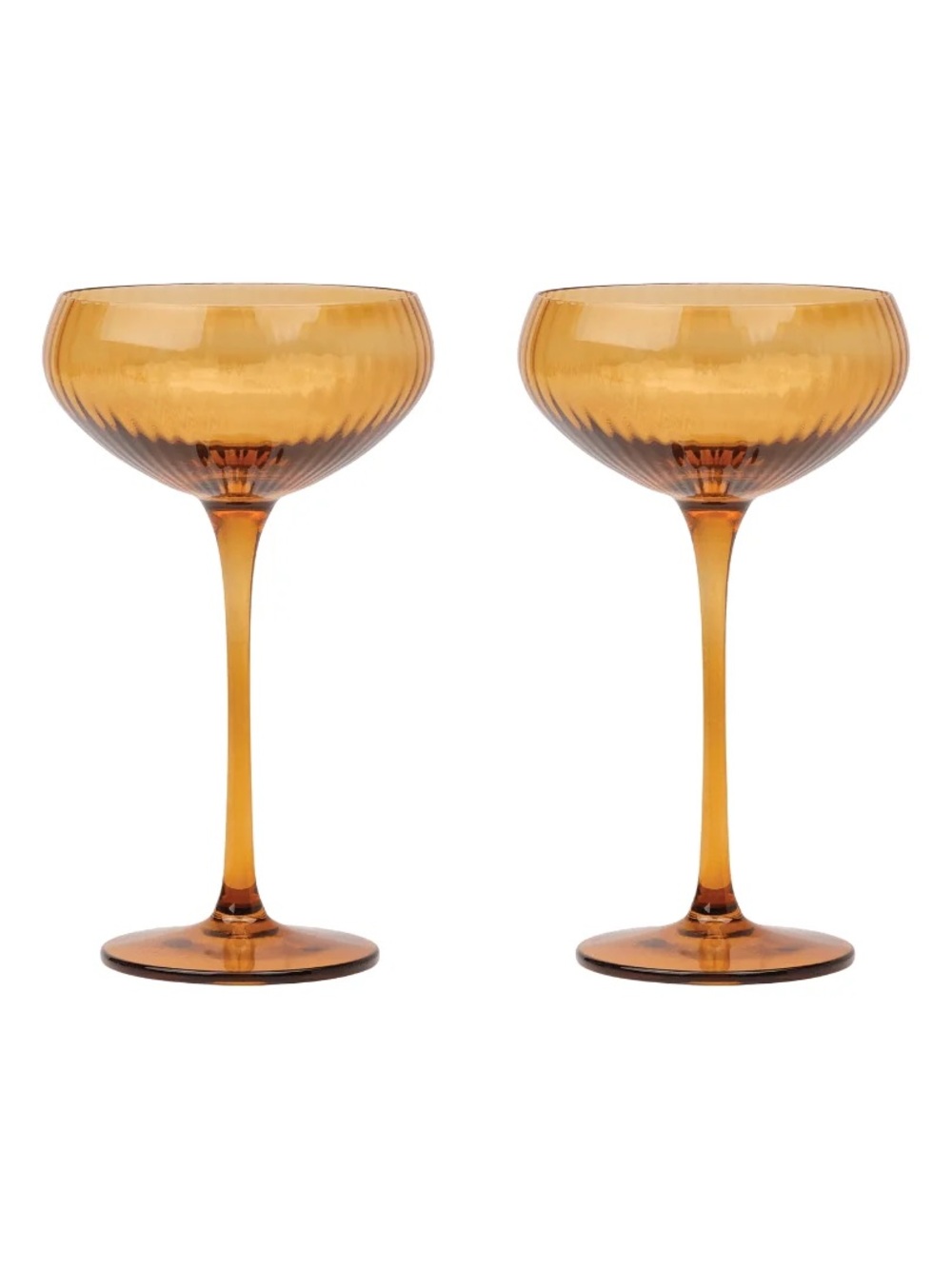 NIB Set of 2 Coupe Glasses in Amber